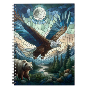 Mozaïek Beer en Eagle in de bergen Ai Art Notitieboek
