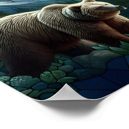 Mozaïek Beer en Eagle in de bergen Ai Art Poster (Hoek)