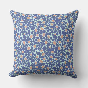 Mozaïek blauw beige abstract patroon tegel retro kussen