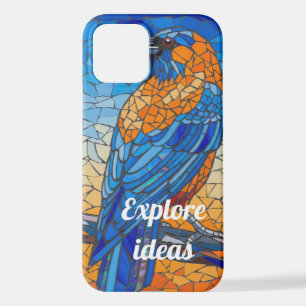 Mozaïek Blauw Vogeltje Inspiratie iPhone Hoesje iPhone 12 Hoesje