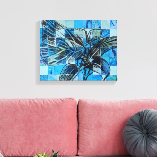 Mozaïek blauwe vlinder canvas afdruk (Insitu (Woonkamer))