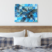 Mozaïek blauwe vlinder canvas afdruk (Insitu (Slaapkamer))