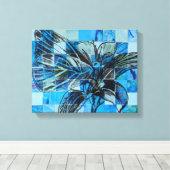 Mozaïek blauwe vlinder canvas afdruk (Insitu (Houten vloer))