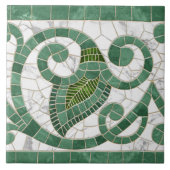 Mozaïek bloeien marmeren Ornament groen en wit Tegeltje (Voorkant)
