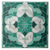 Mozaïek bloeien marmeren Ornament groen en wit Tegeltje (Voorkant)