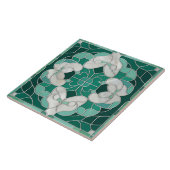 Mozaïek bloeien marmeren Ornament groen en wit Tegeltje (Zijkant)