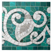 Mozaïek bloeien marmeren Ornament groen en wit Tegeltje (Voorkant)