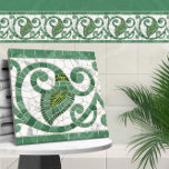 Mozaïek bloeien marmeren Ornament groen en wit Tegeltje<br><div class="desc">Mozaïek bloeien marmeren Ornament groen en wit</div>