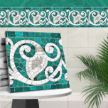 Mozaïek bloeien marmeren Ornament groen en wit Tegeltje<br><div class="desc">Mozaïek bloeien marmeren Ornament groen en wit</div>