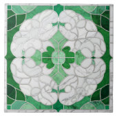 Mozaïek bloeien marmeren Ornament groen en wit Tegeltje (Voorkant)