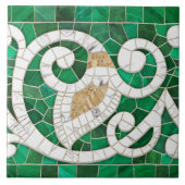 Mozaïek bloeien marmeren Ornament groen en wit Tegeltje (Voorkant)