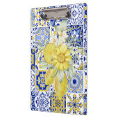 Mozaïek Bloeit In Blauw En Geel Klembord (Links)