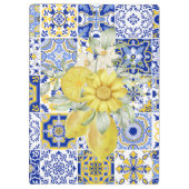 Mozaïek Bloeit In Blauw En Geel Klembord (Achterkant)