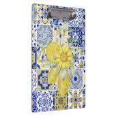 Mozaïek Bloeit In Blauw En Geel Klembord (Rechts)