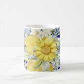 Mozaïek Bloeit In Blauw En Geel Koffiemok (Center)