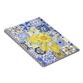 Mozaïek Bloeit In Blauw En Geel Notitieboek (Rechterzijde)