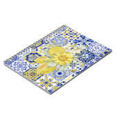 Mozaïek Bloeit In Blauw En Geel Notitieboek (Linkerzijde)