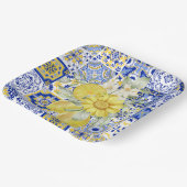 Mozaïek Bloeit In Blauw En Geel Papieren Bordje (Gebogen)