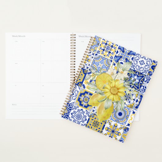 Mozaïek Bloeit In Blauw En Geel Planner (Display)