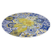 Mozaïek Bloeit In Blauw En Geel Snijplank (Hoek)