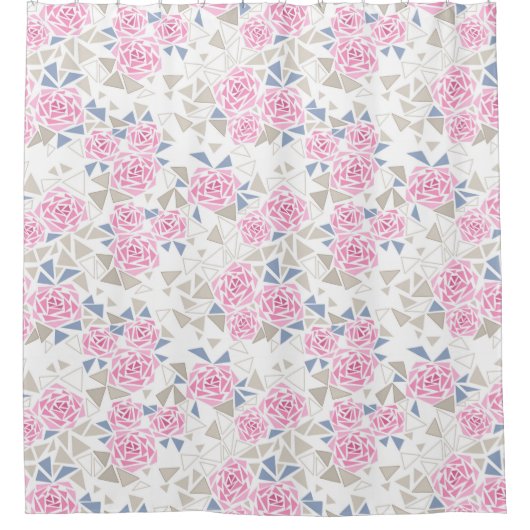 Mozaïek, bloemen douchegordijn (Voorkant)