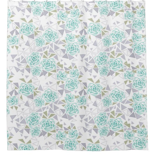 Mozaïek, bloemen douchegordijn (Voorkant)