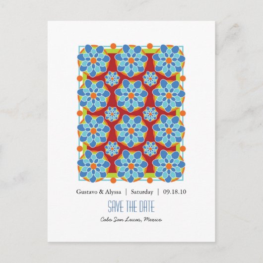 Mozaïek Bloemen Save the Date Briefkaarten (Voorkant)