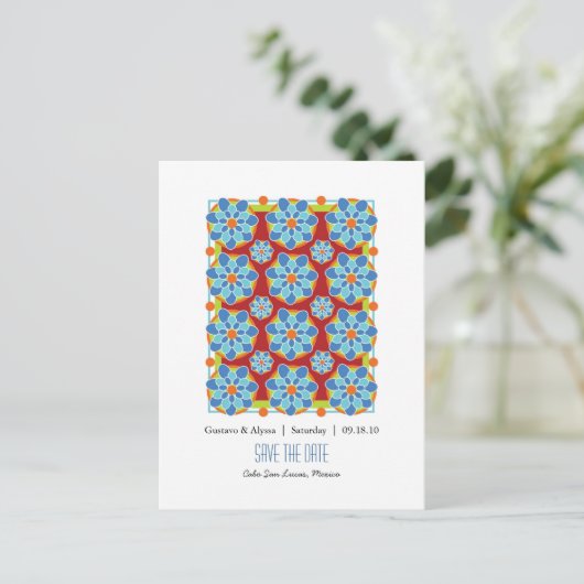 Mozaïek Bloemen Save the Date Briefkaarten (Staand voorkant)