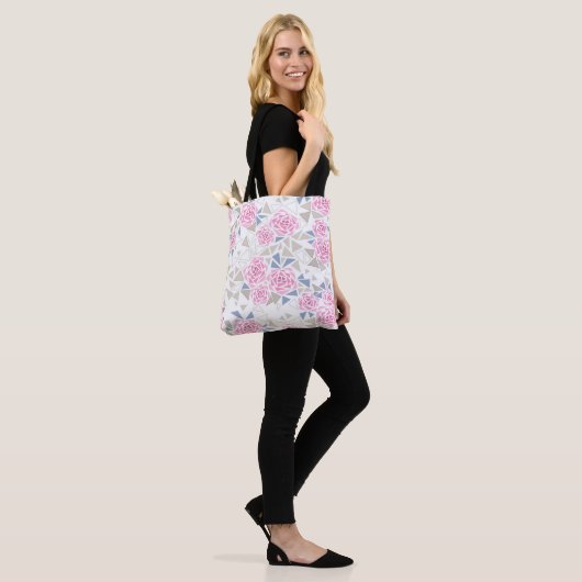 Mozaïek, bloemen tote bag (Op model)