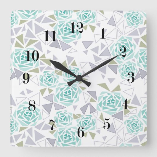 Mozaïek, bloemen vierkante klok (Voorkant)