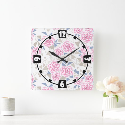 Mozaïek, bloemen vierkante klok (Huis)