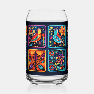 Mozaïek Bloemen Vogel mix Blikvorm Glas