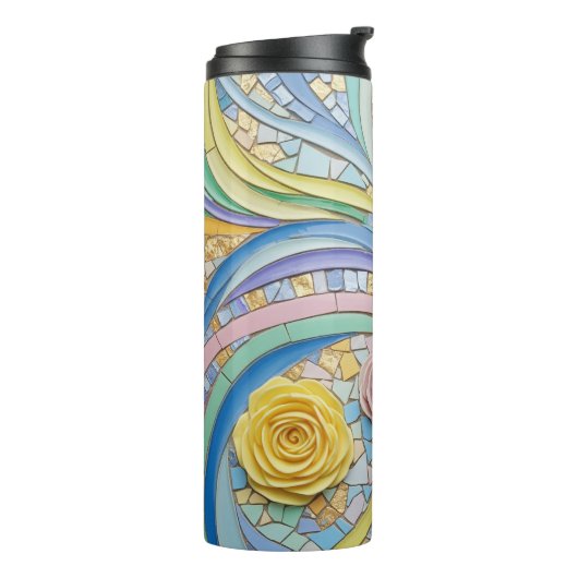 Mozaïek bloemkleuren thermosbeker (Gedraaid links)