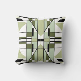 Mozaïek Bord Groen Zwart Wit Symmetrisch Abstract Kussen