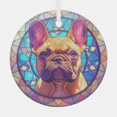Mozaïek Bruin Franse Bulldog Glas Ornament (Voorkant)