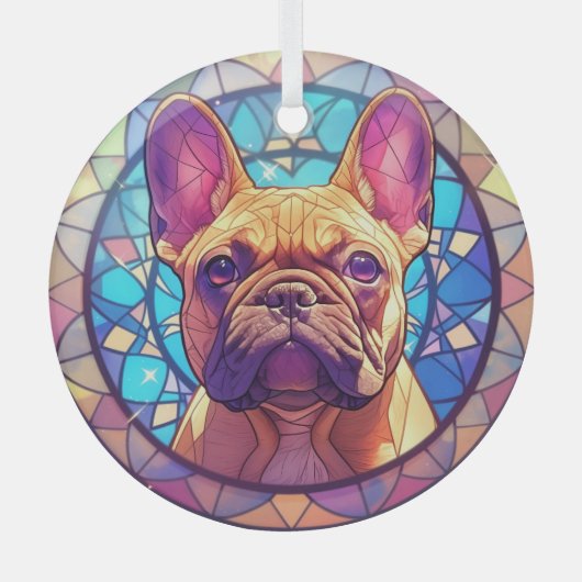 Mozaïek Bruin Franse Bulldog Glas Ornament (Voorkant)