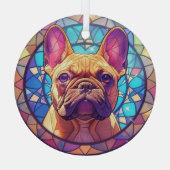 Mozaïek Bruin Franse Bulldog Glas Ornament (Achterkant)