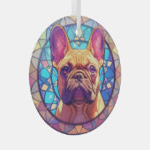 Mozaïek Bruin Franse Bulldog Glas Ornament (Voorkant Rechts)