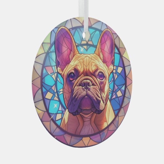 Mozaïek Bruin Franse Bulldog Glas Ornament (Voorkant Rechts)