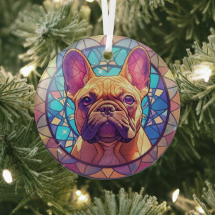 Mozaïek Bruin Franse Bulldog Glas Ornament