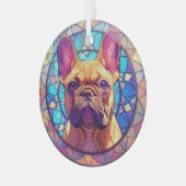 Mozaïek Bruin Franse Bulldog Glas Ornament (Voorkant links)
