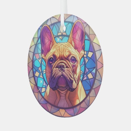 Mozaïek Bruin Franse Bulldog Glas Ornament (Voorkant links)