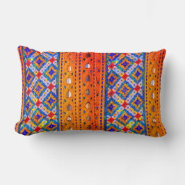 Mozaïek Design in Goud, Rood, Blauw, Wit Kussen