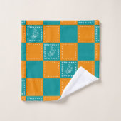 Mozaïek doodle bloemenvierkanten bad handdoek (Wasdoekje)