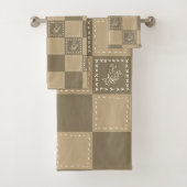 Mozaïek doodle bloemenvierkanten bad handdoek (Insitu)