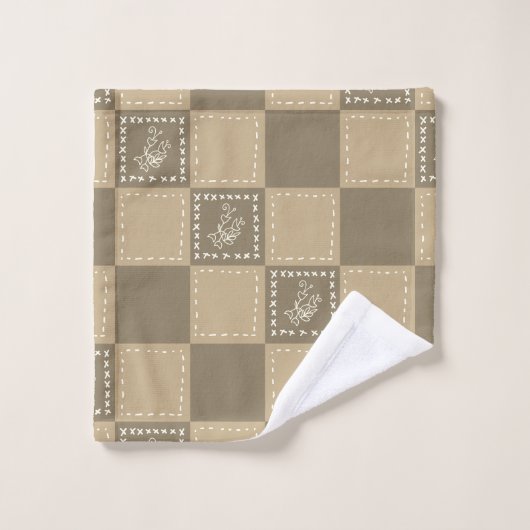 Mozaïek doodle bloemenvierkanten bad handdoek (Wasdoekje)