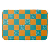 Mozaïek doodle bloemenvierkanten badmat (Voorkant)