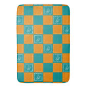 Mozaïek doodle bloemenvierkanten badmat (Voorkant Verticaal)