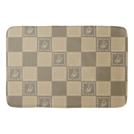 Mozaïek doodle bloemenvierkanten badmat