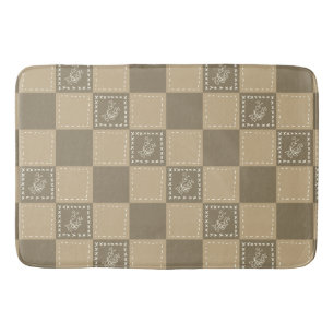 Mozaïek doodle bloemenvierkanten badmat